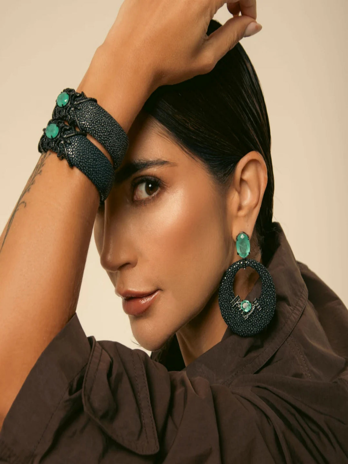 Bracelete Galuchat Amsterdã Olive