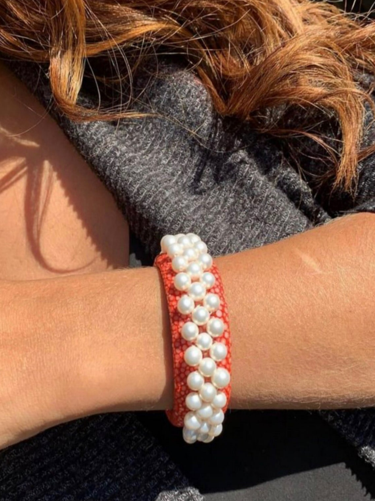 Bracelete Galuchat Pérola