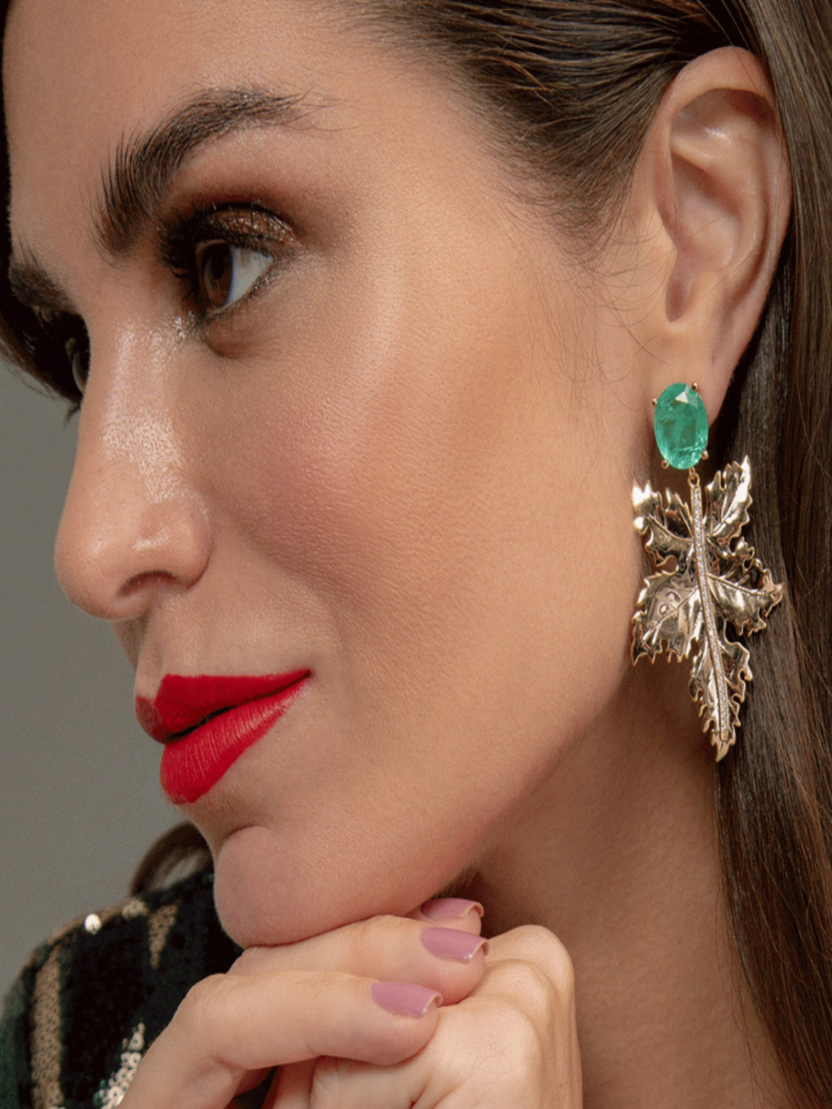 Tourmaline Leaf Earring