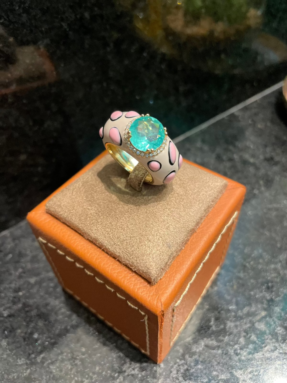 Anel Animal Print Rosa