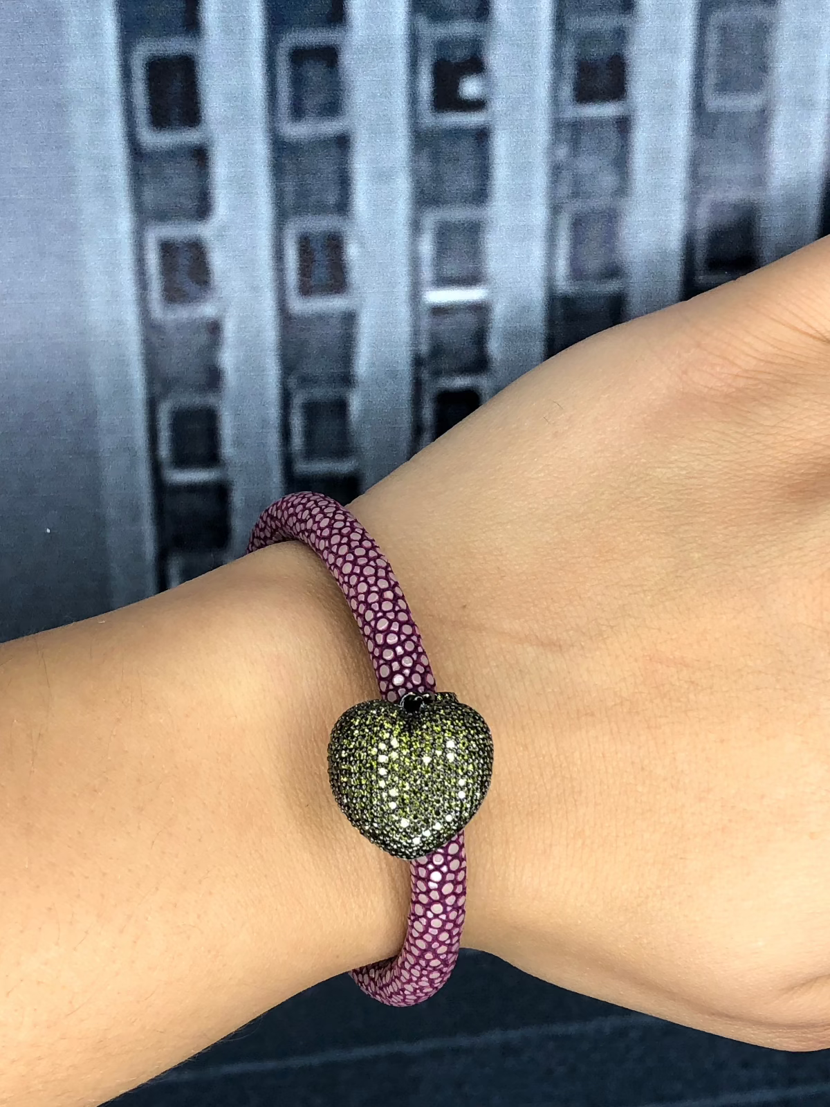 Bracelete Galuchat Coraçao