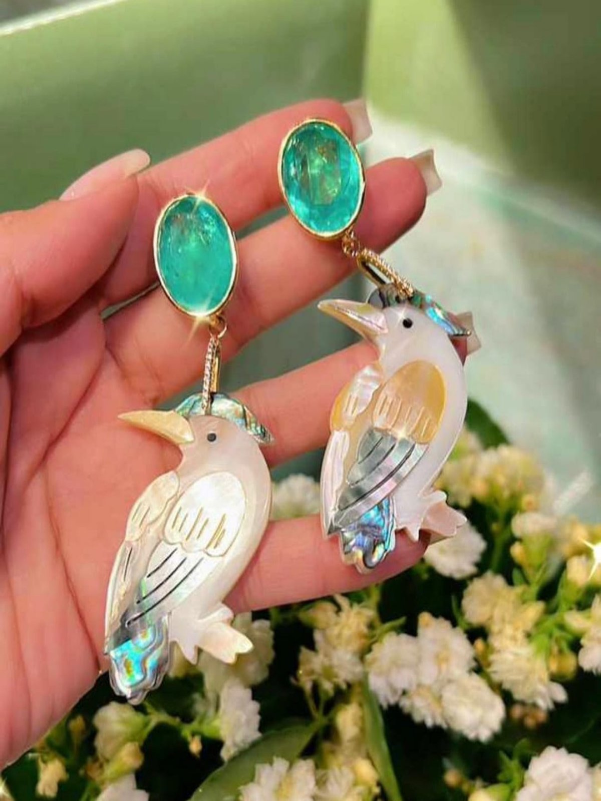Mother of Pearl Bird Earring