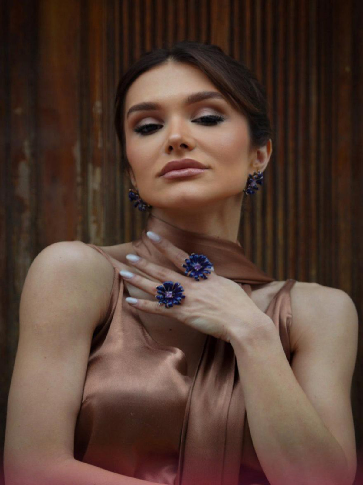 Anel Violeta Flor Ajustável