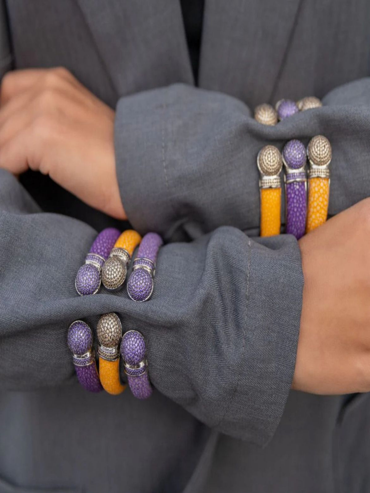 Bracelete Galuchat Milão Roxo