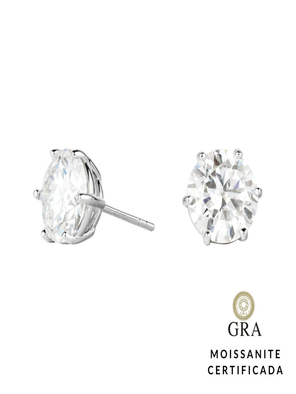 Brinco Solitário Glam Moissanite 6 garras 5.0 ct