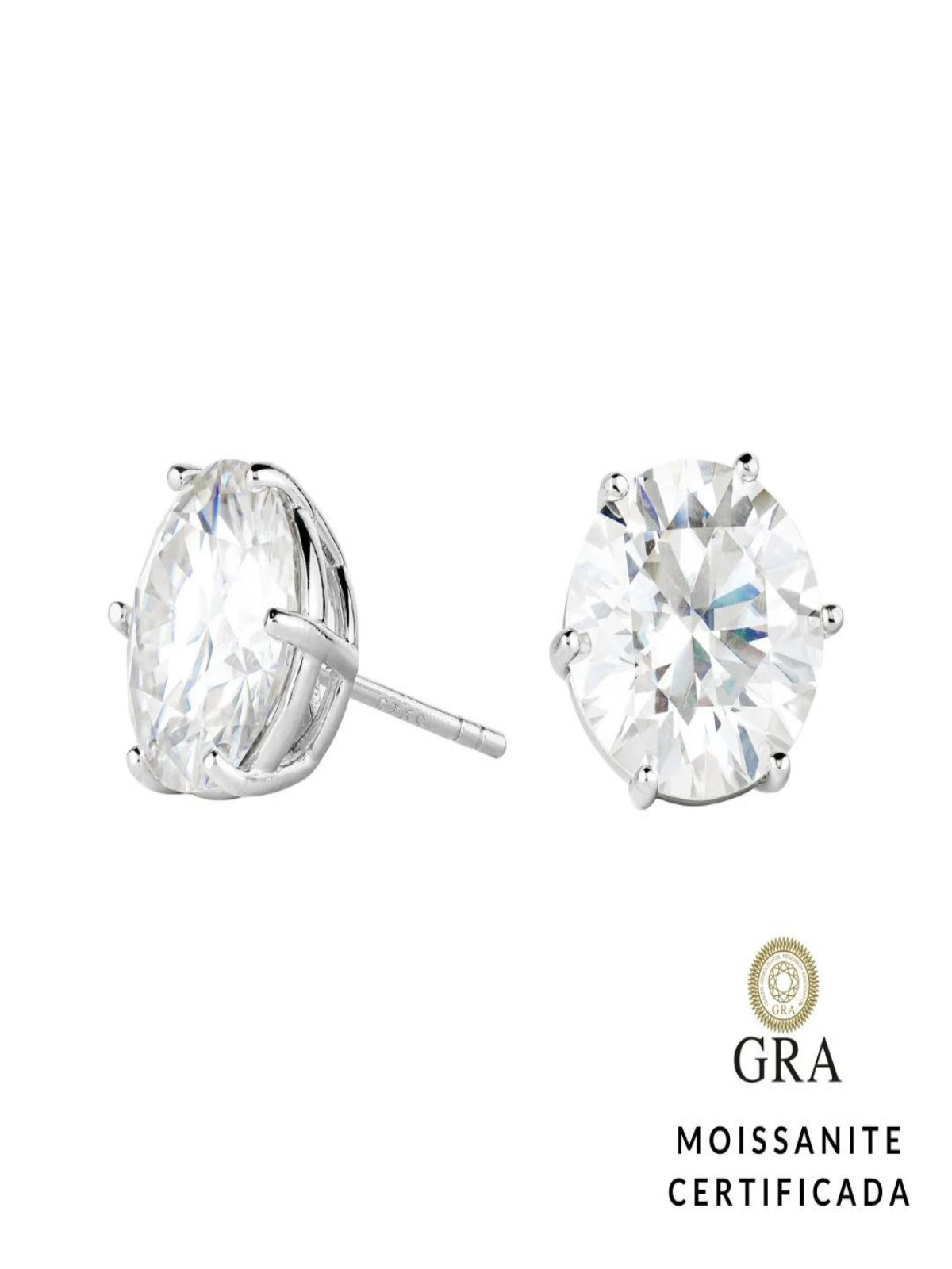 Brinco Solitário Glam Soul Moissanite 6,5 mm Corte Português