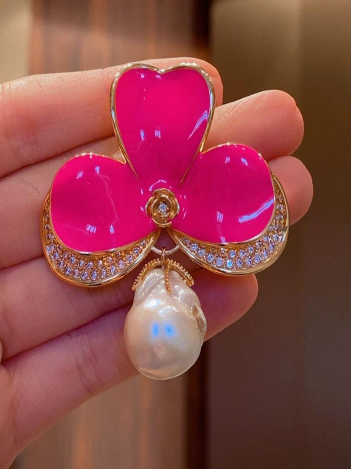 Brinco Orquídea Pink Zircônias