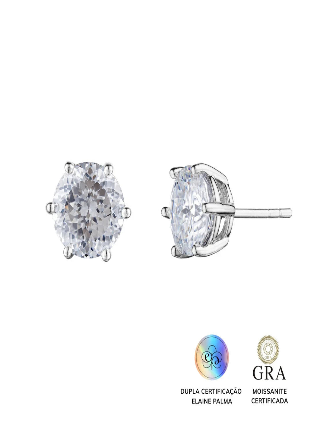 Brinco Solitário Glam Soul Moissanite 3,5 ct