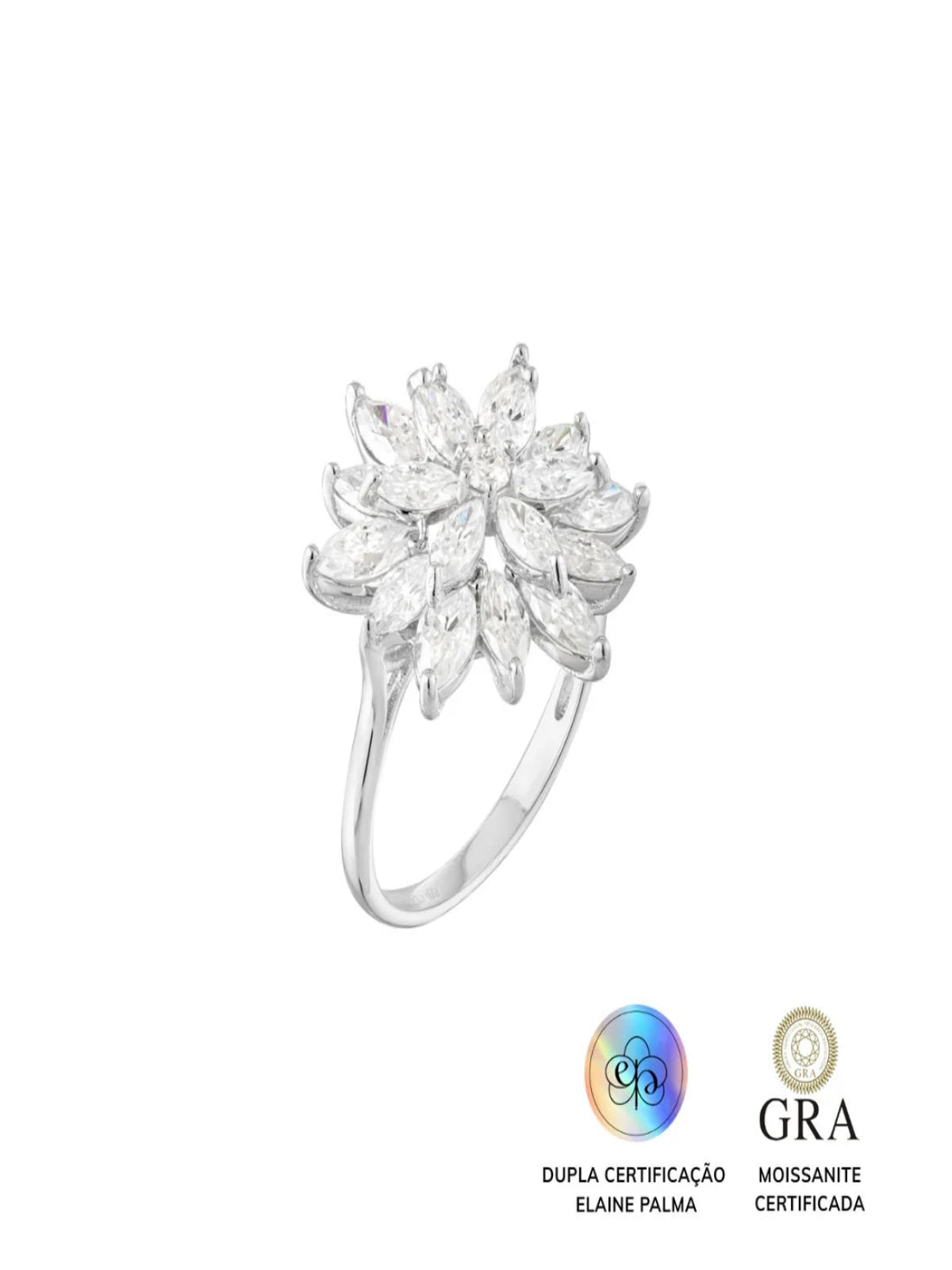Anel Brilho Glam Moissanite 4.28 ct Aro 19