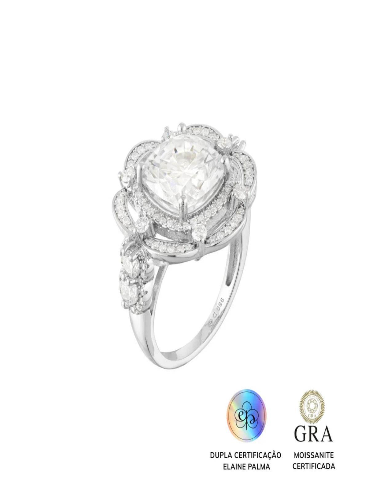 Anel Princesa Glam Moissanite 6.1 ct Aro 14