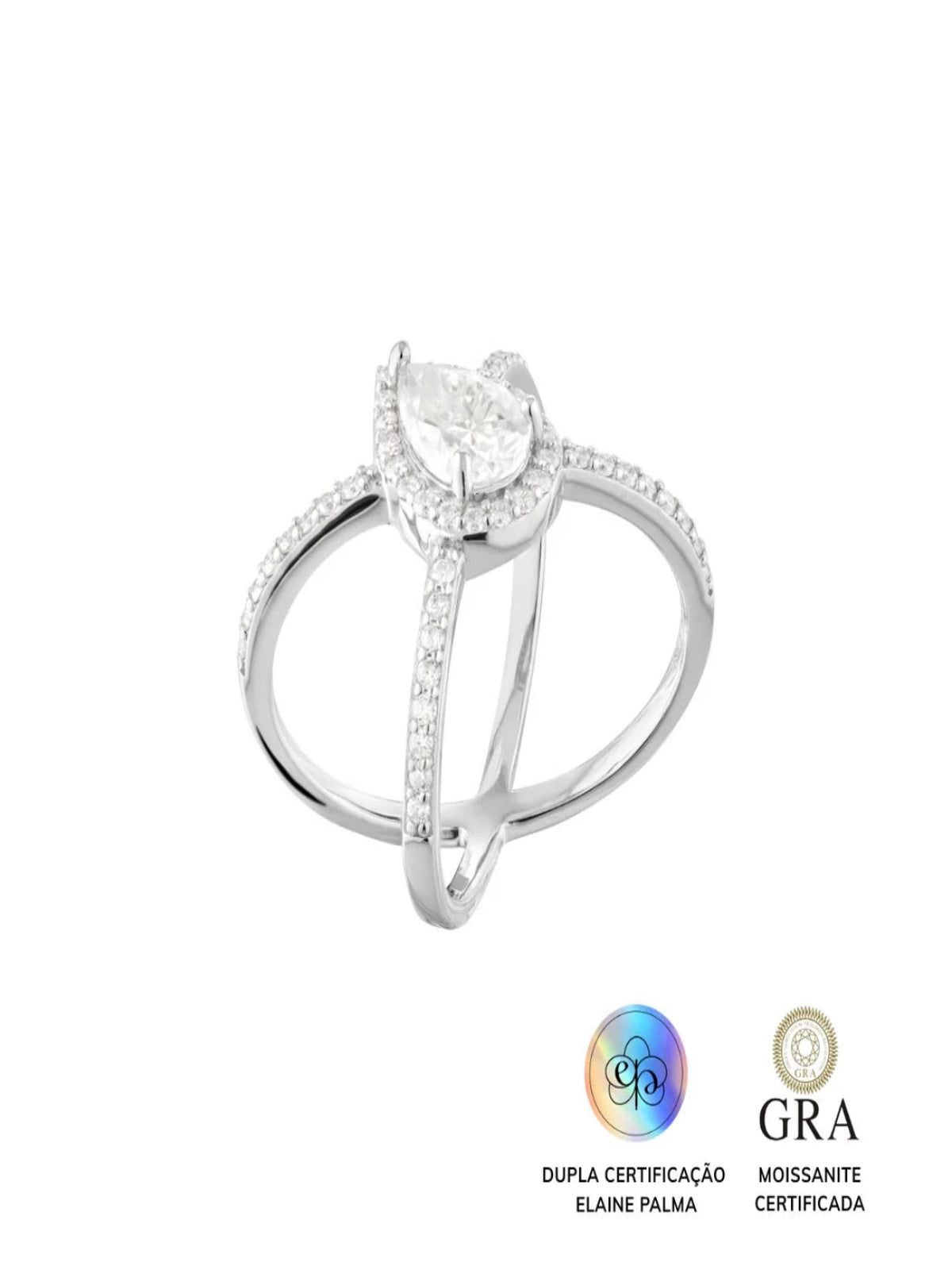 Anel X Glam Moissanite 2 ct Aro 17