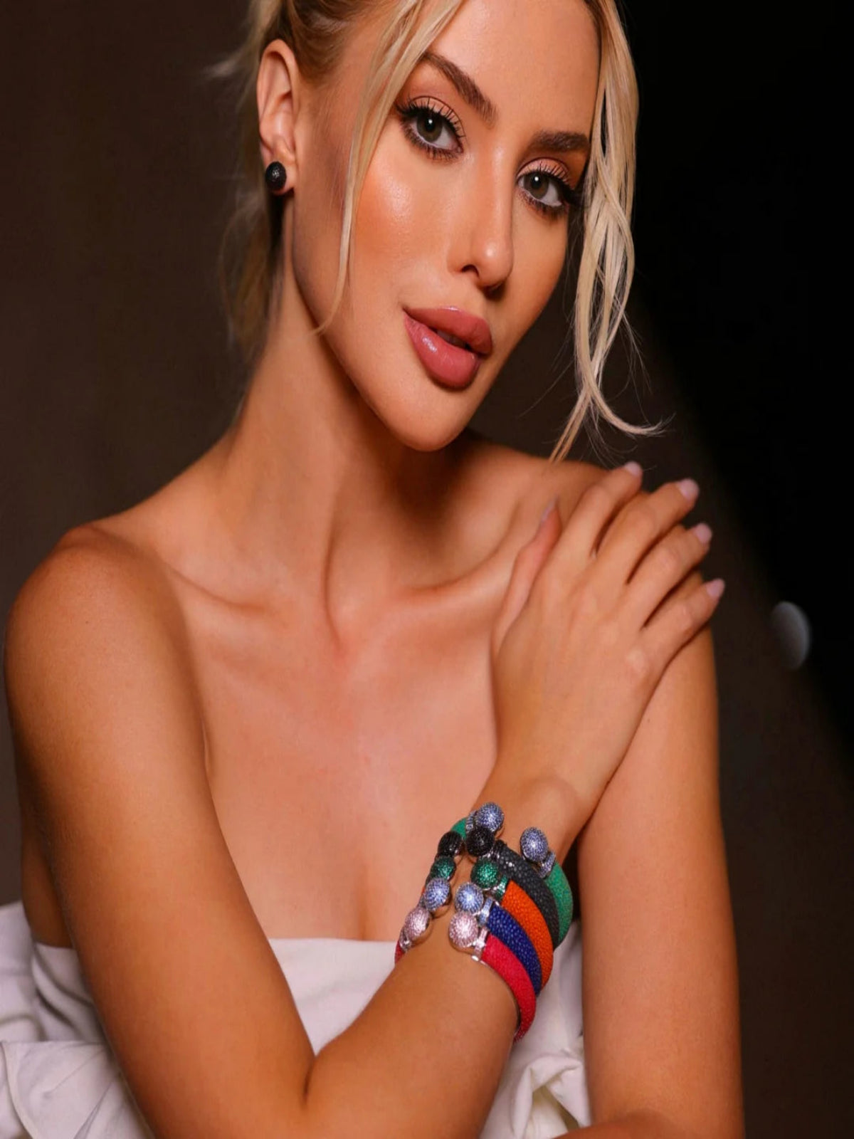 Bracelete Galuchat Milão Laranja