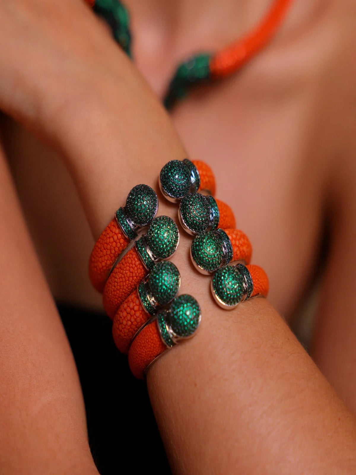 Bracelete Galuchat Milão Laranja