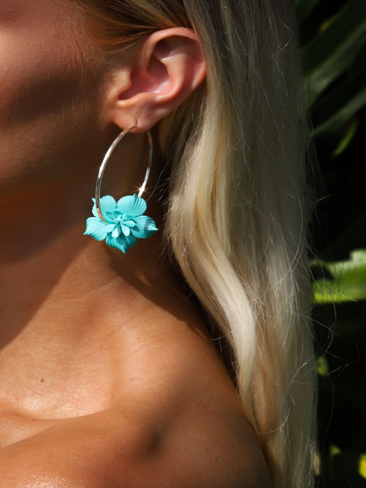 Flower Hoop Earring - 925 Silver
