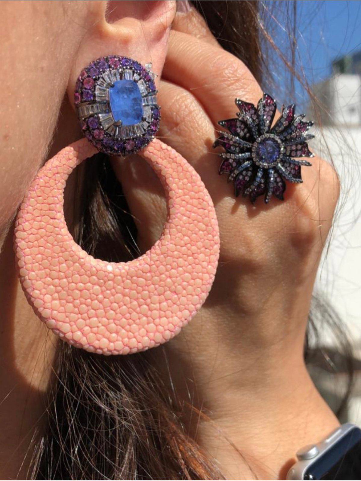 Pink Galuchat Earring