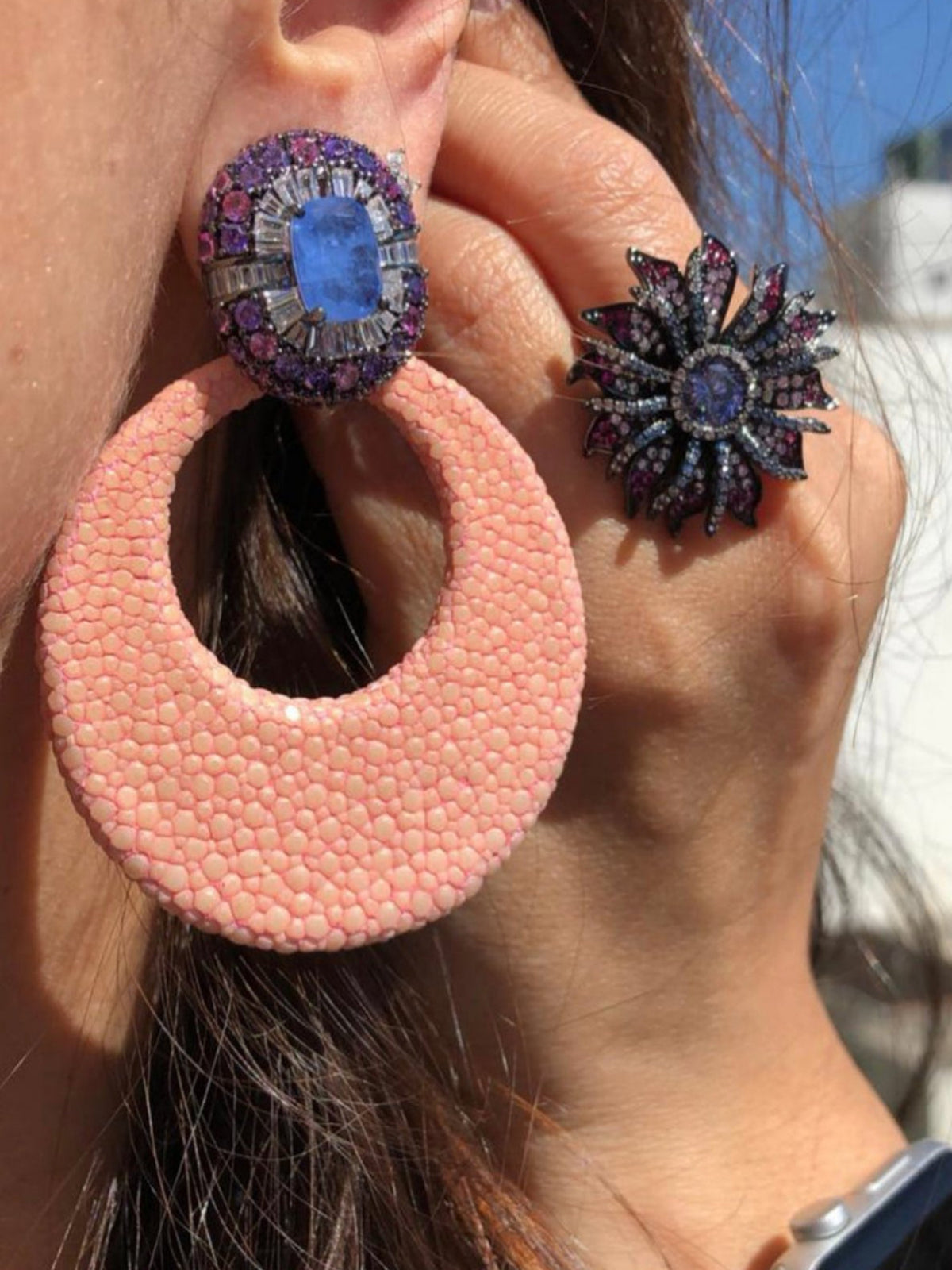 Brinco Galuchat Rosa