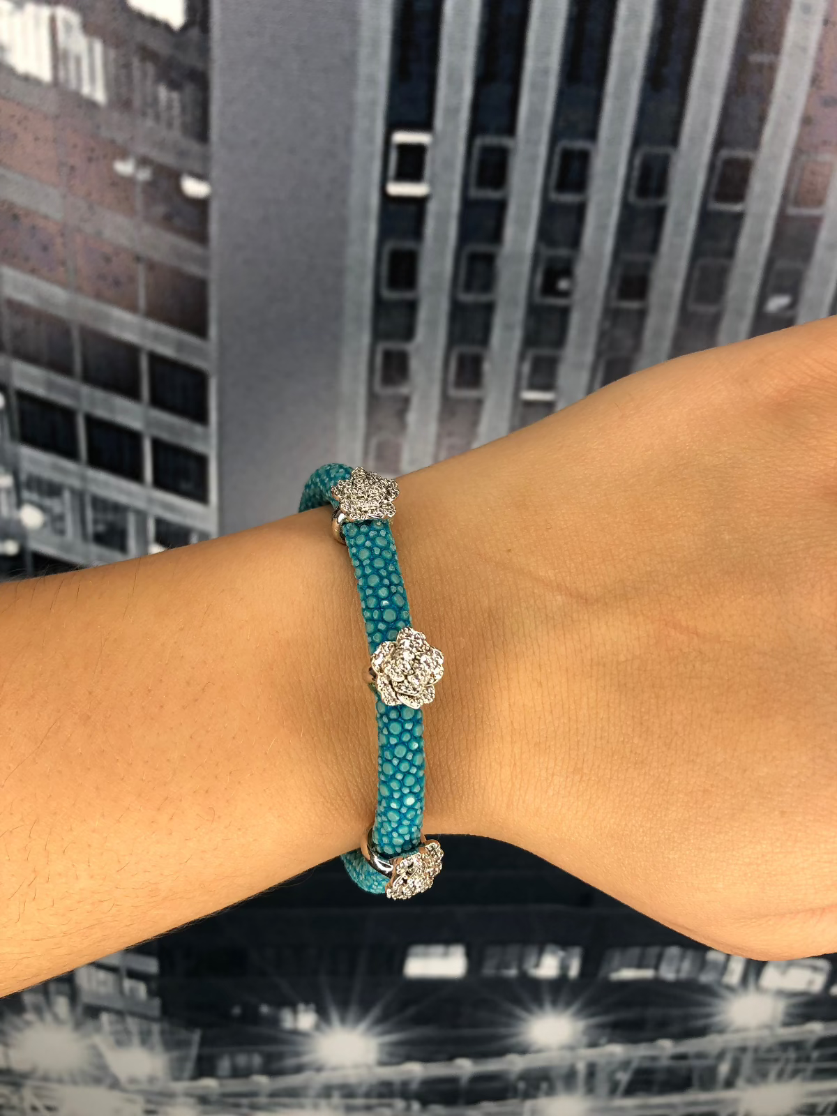 Bracelete Galuchat Turquesa