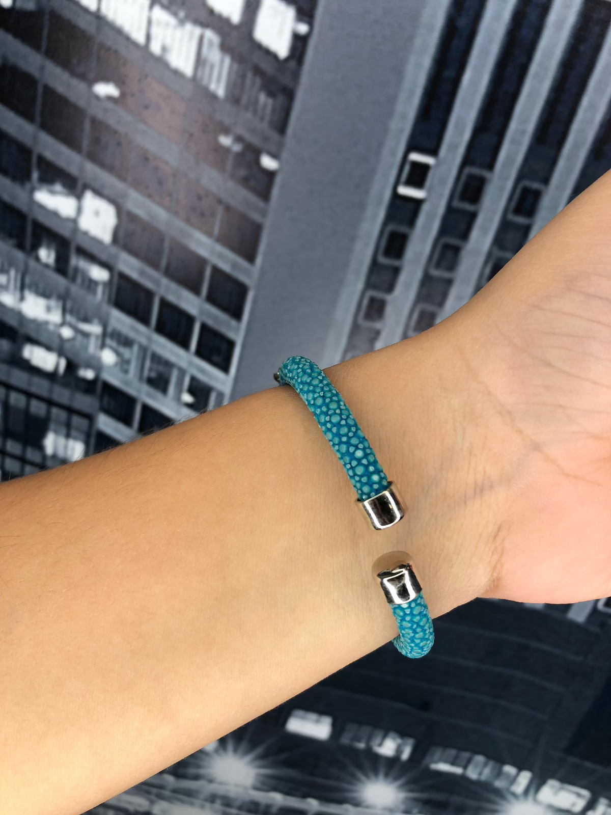 Bracelete Galuchat Turquesa