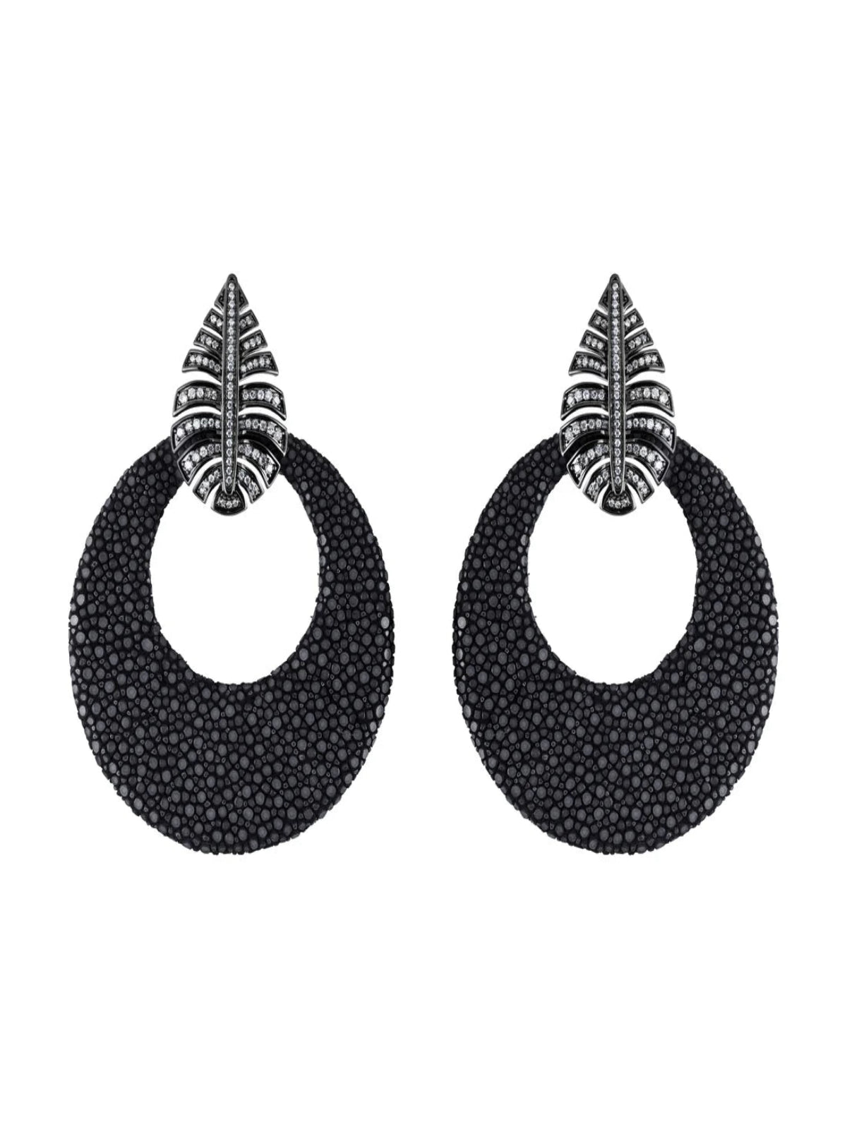 Brinco Galuchat Folha Noir