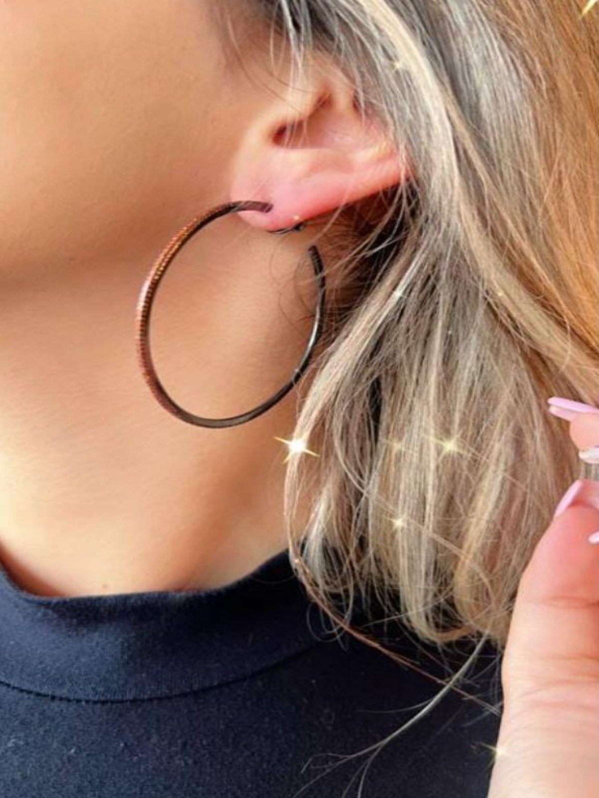 Black Rhodium Hoop Earring