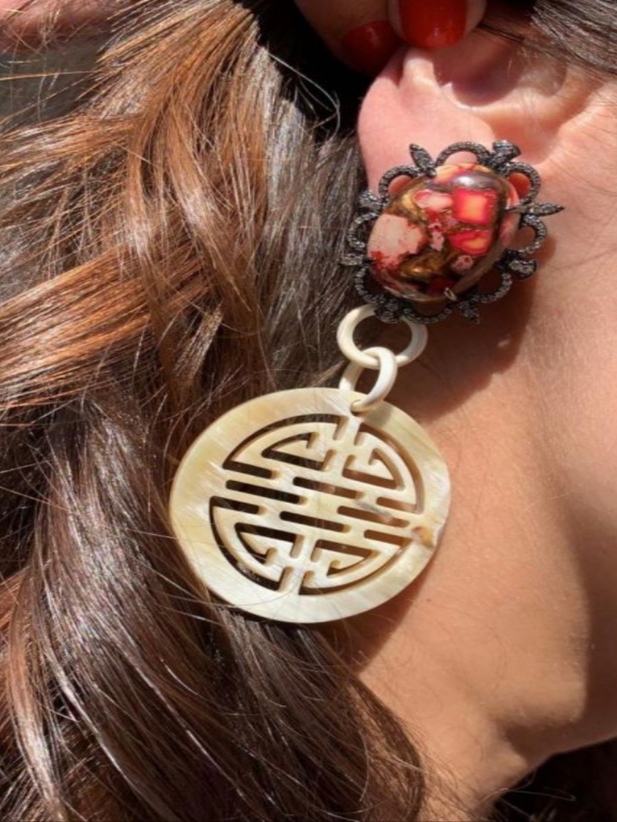 Lapis Lazuli Horn Earring