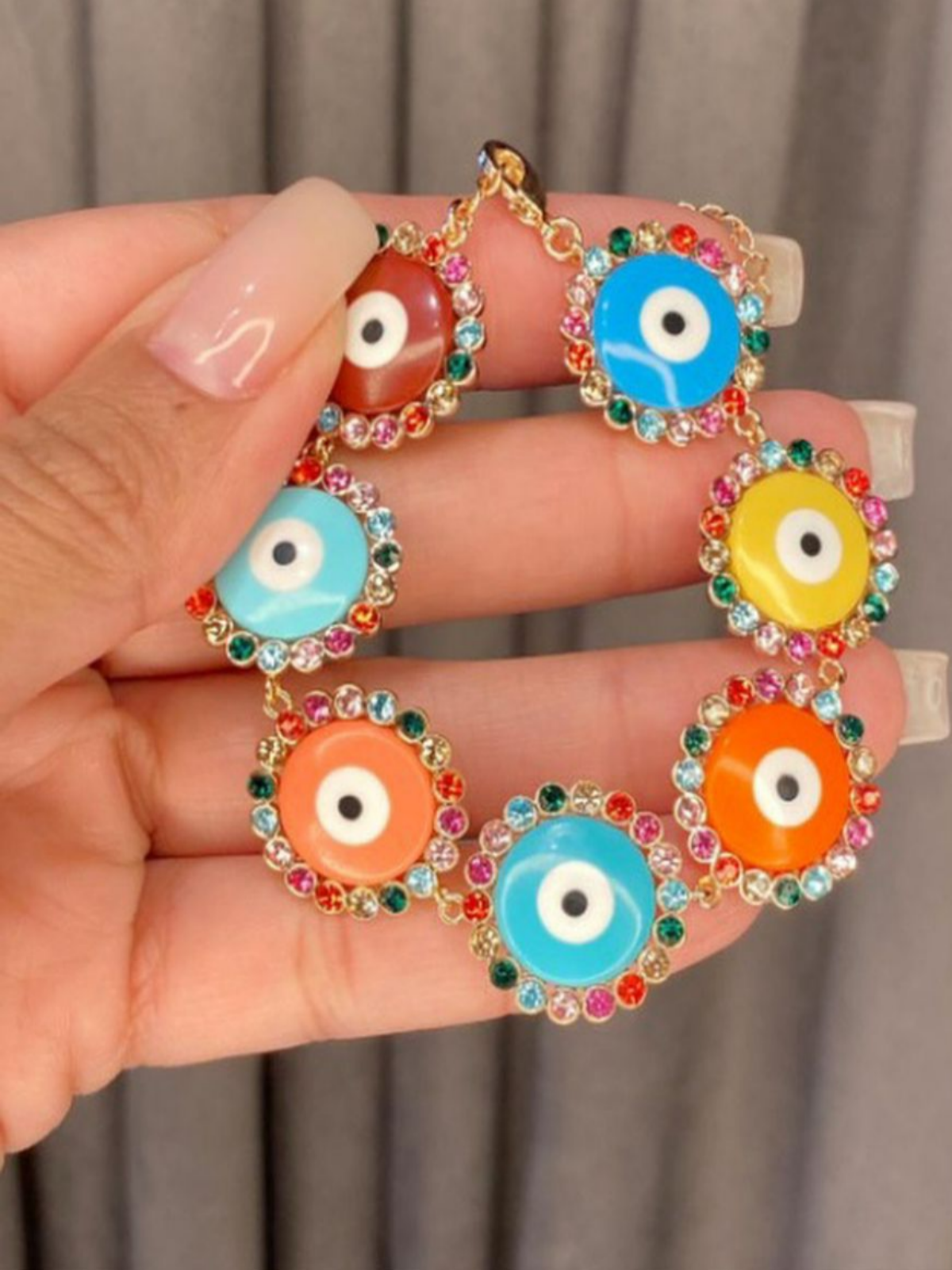 Pulseira Olho Grego Cravejado Com Zircônias