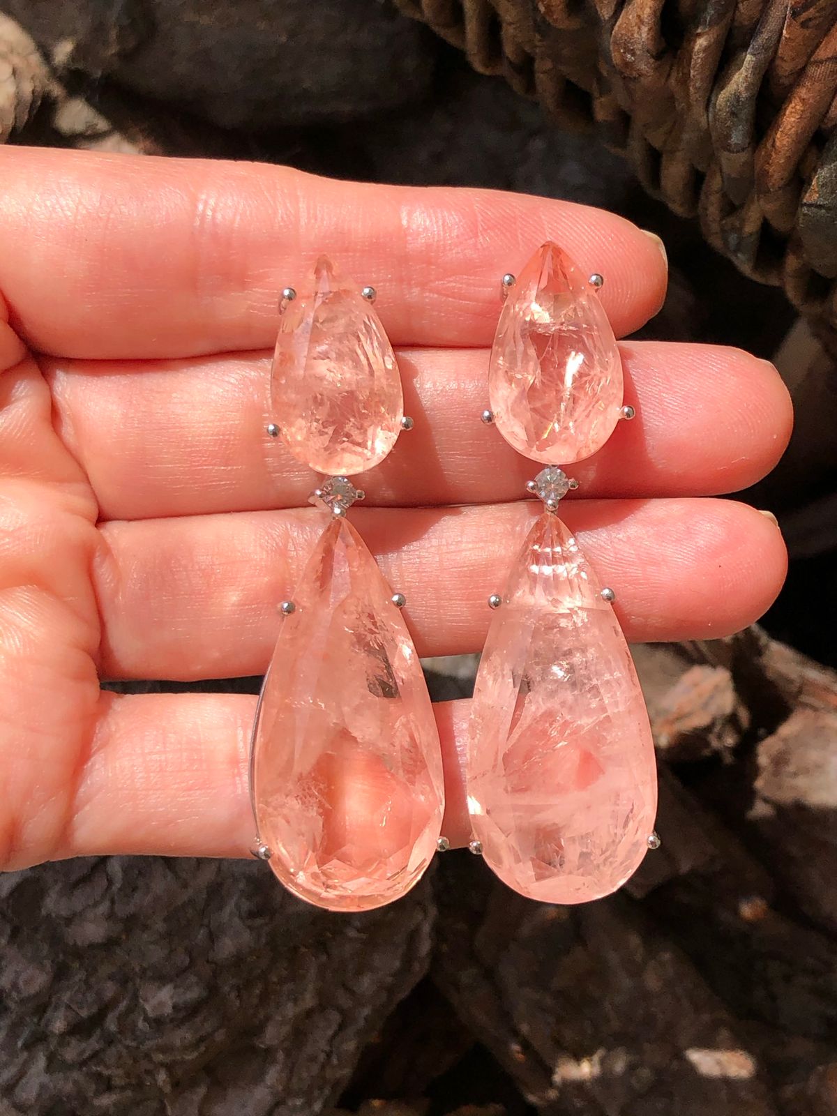 Duo Drop Fusion Morganite Earring