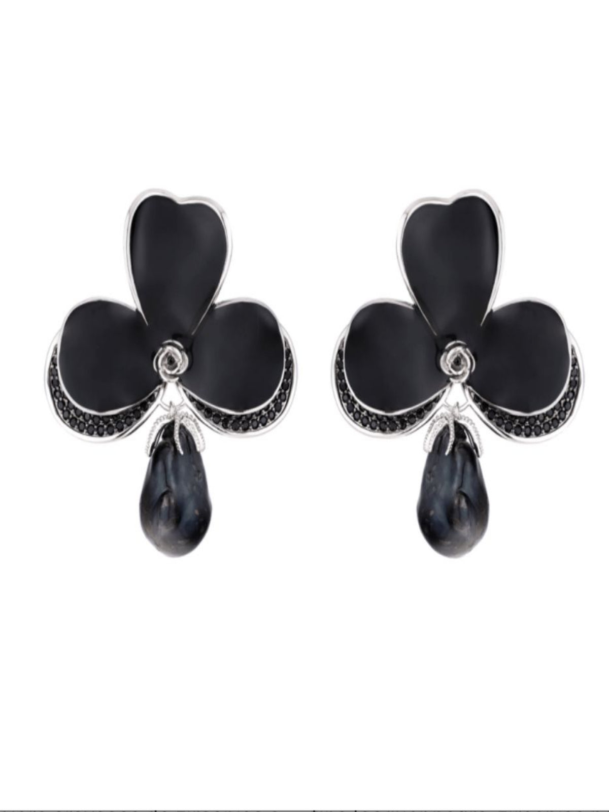 Brinco Orquídea Black Pérola Barroca