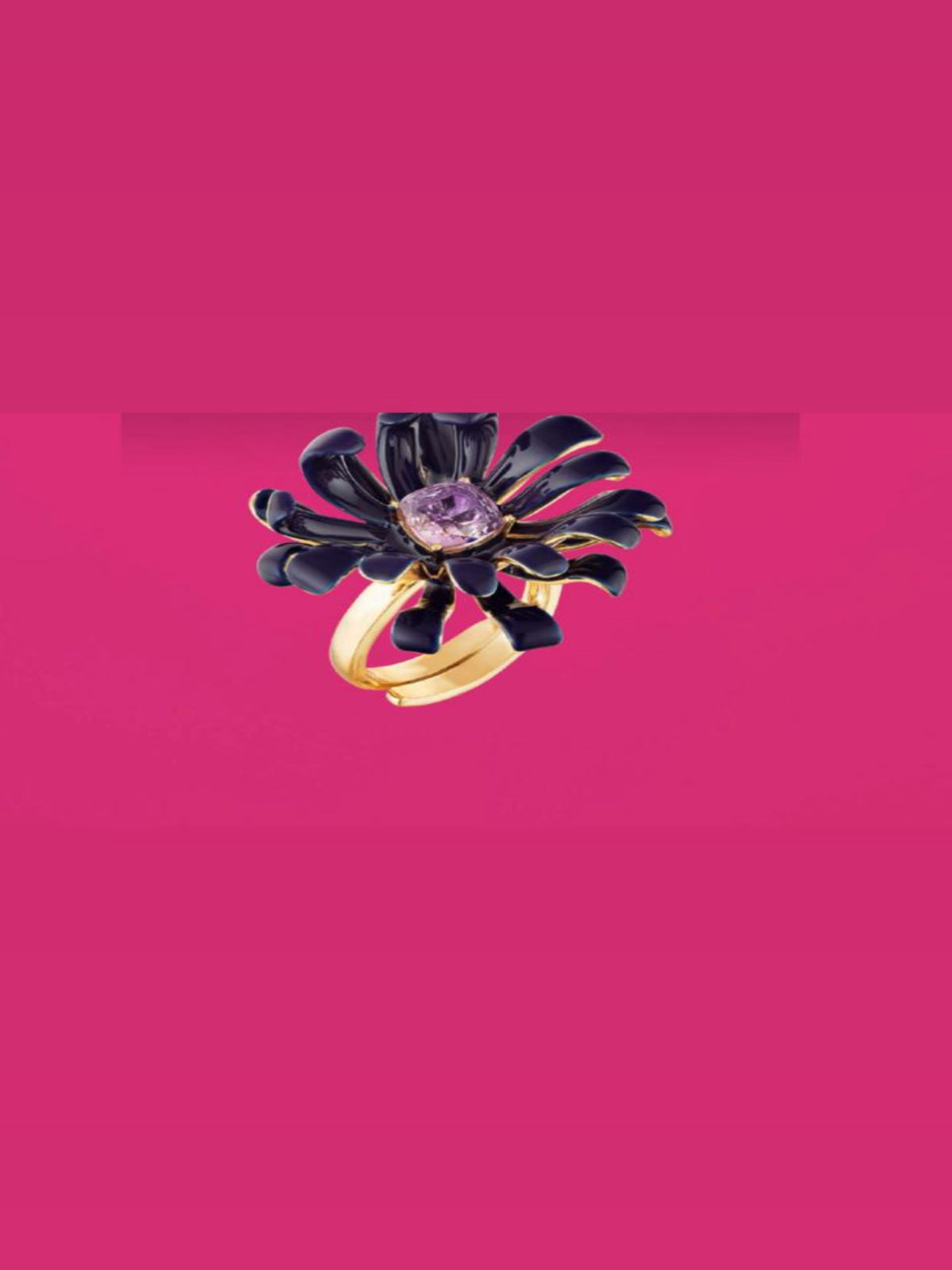 Anel Violeta Flor Ajustável