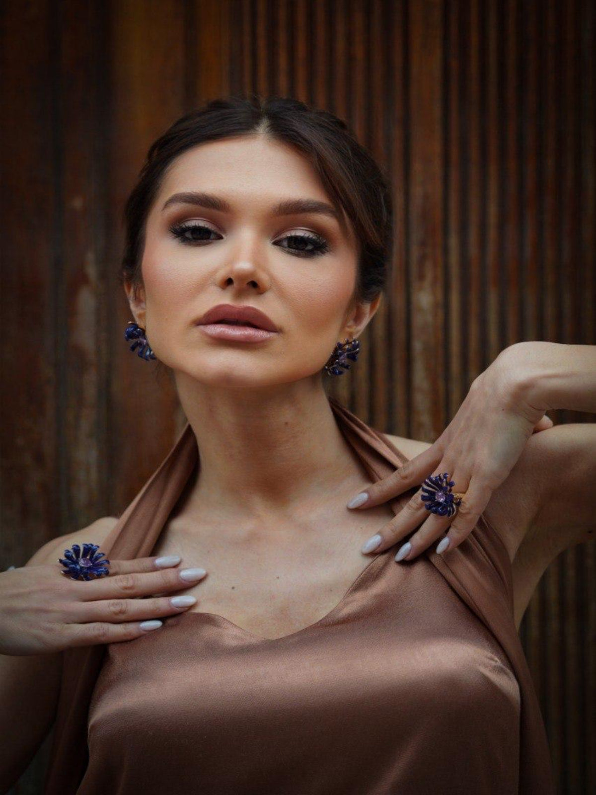 Anel Violeta Flor Ajustável