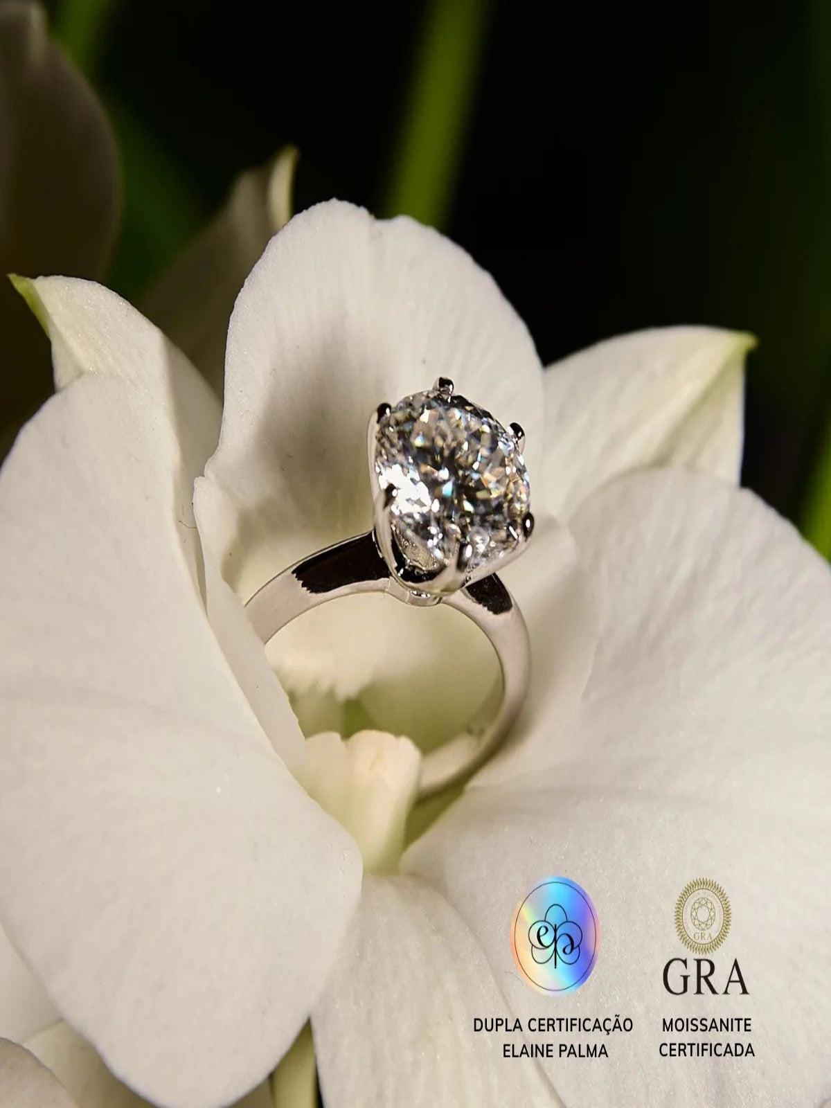 Anel Solitário Glam Soul Moissanite 5 ct