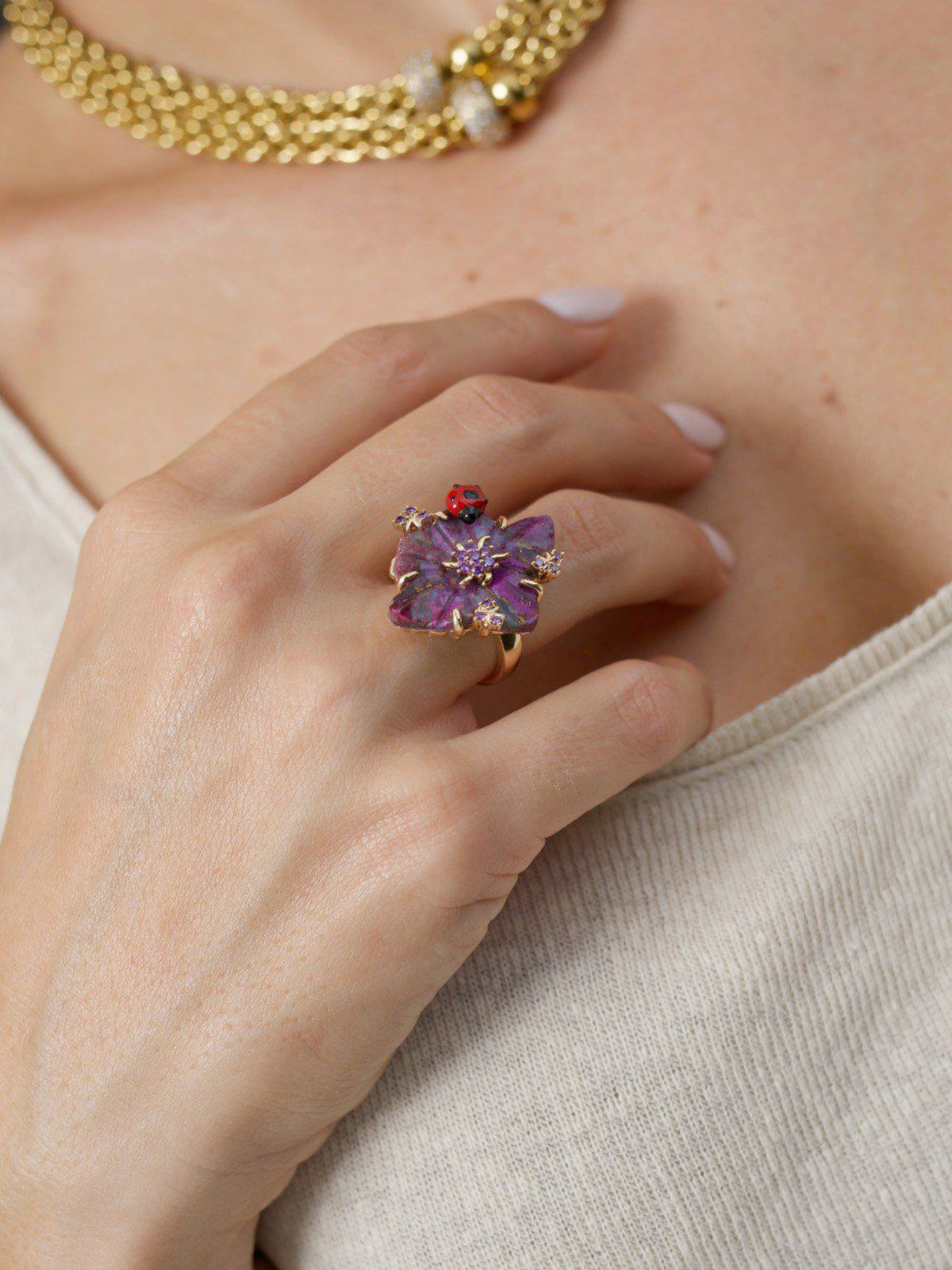 Anel Joaninha Ajustável