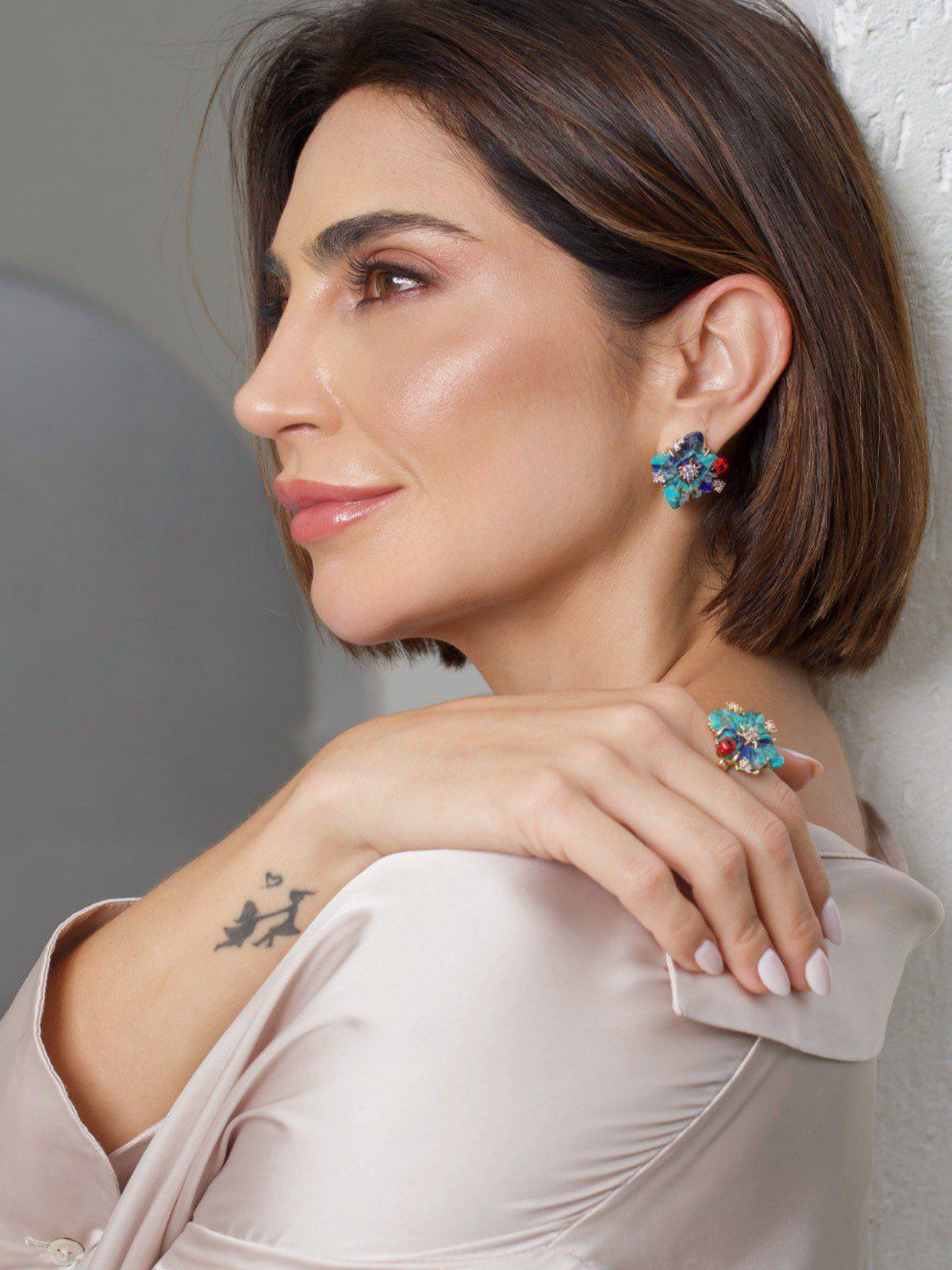 Brinco Joaninha Turquesa