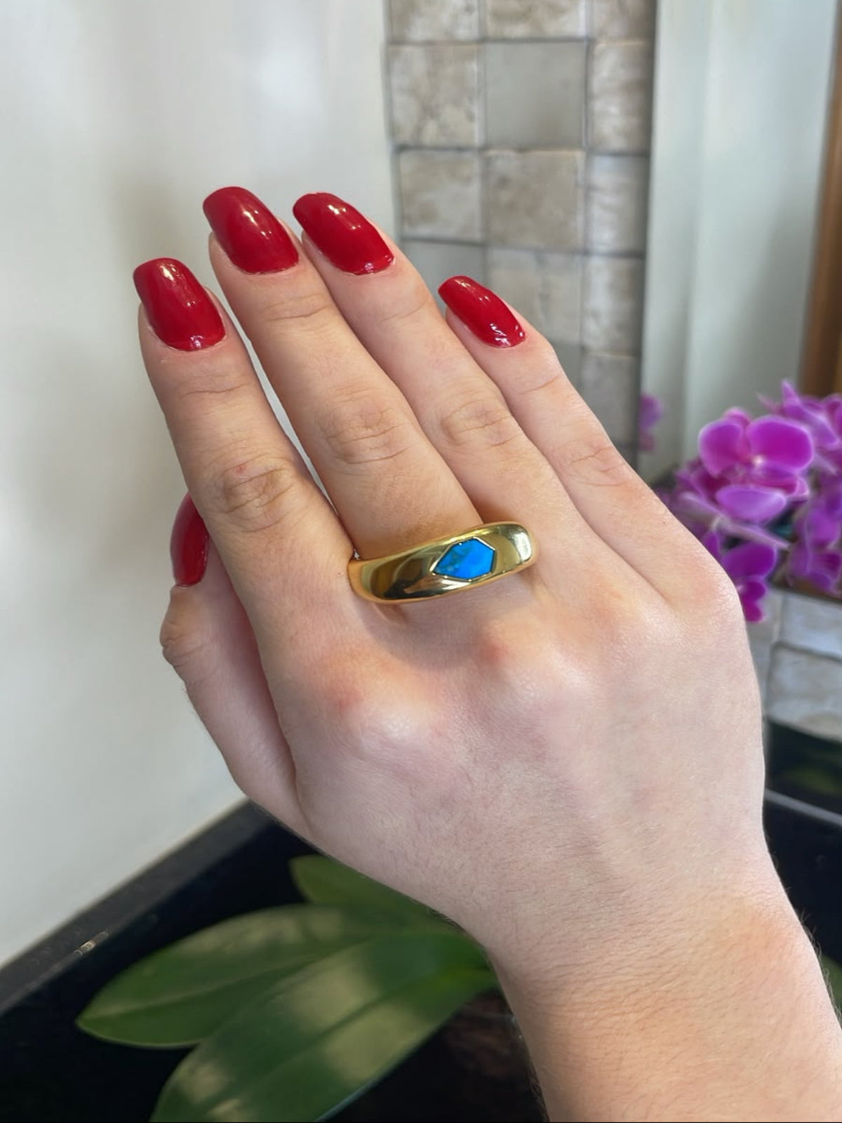 Anel Oceano Dourado - Aro 19