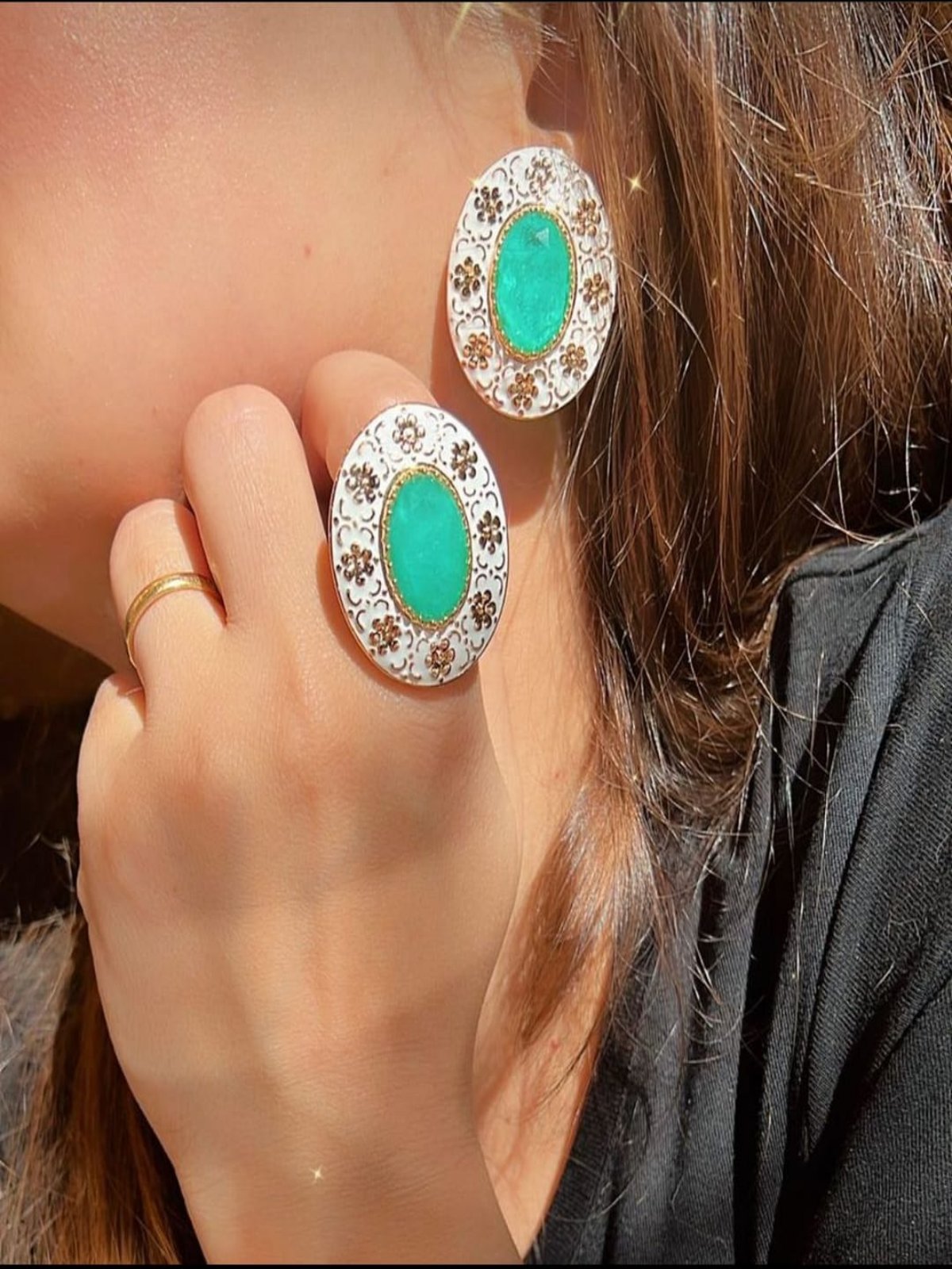 Fusion Oval Enameled Earring